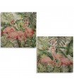 Conjunto de 2 quadros em tela flamingos de 100x100 cm