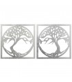 Set of 2 wooden pictures silver tree 60x60 cm